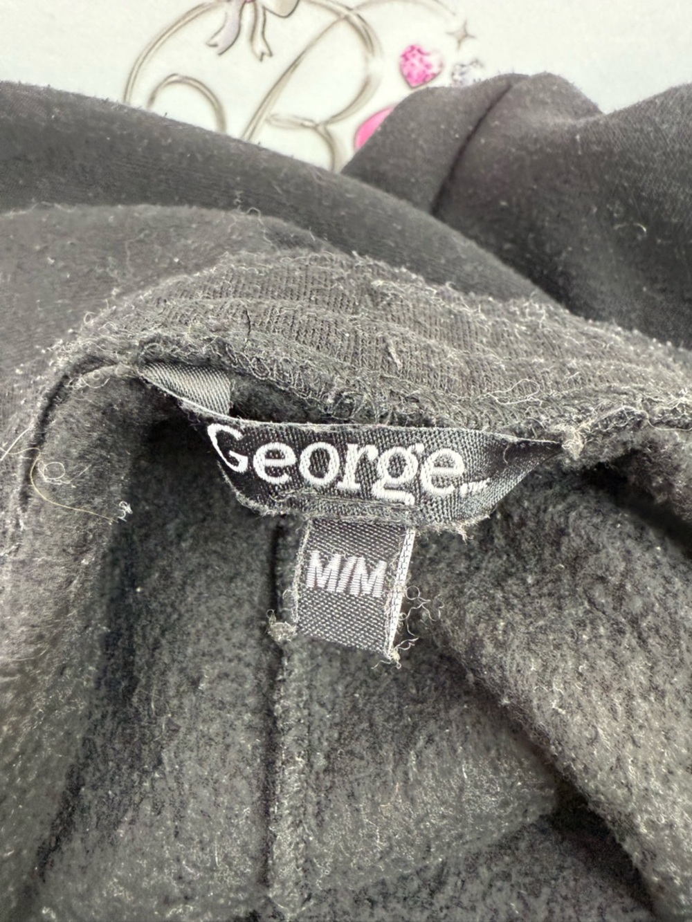 George Drawstring Jogger Track Pants Black lounge wear cozy comfortable cuffed - Picture 7 of 10